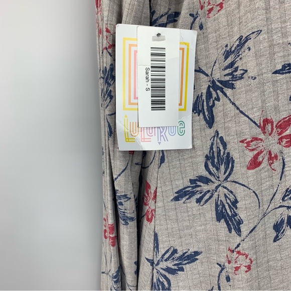 LuLaRoe Sarah Cardigan Open Front Long Duster Gray Blue Red Size Small NWT USA - Picture 3 of 6